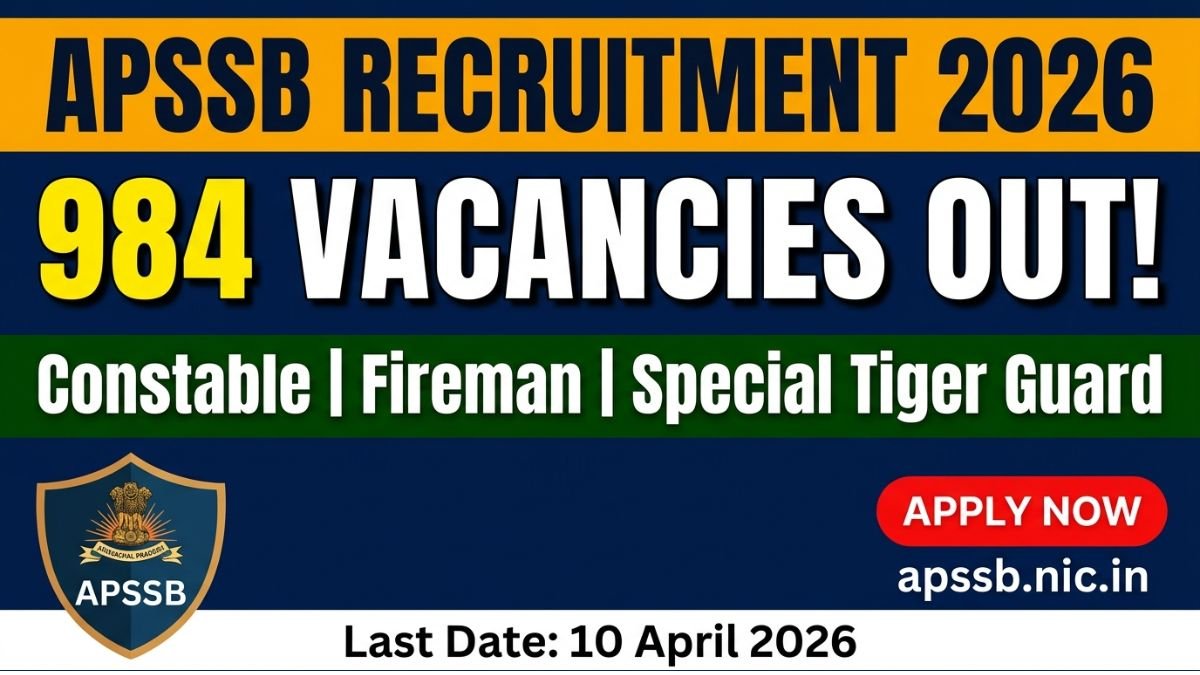APSSB Recruitment 2026: Apply Online for 984 Constable, Fireman, Special Tiger Guard, Band and Bugler Posts
