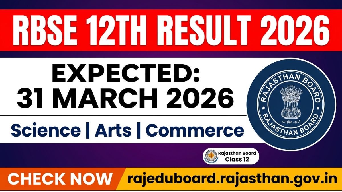 RBSE 12th Result 2026 is expected on 31 March 2026. Rajasthan Board Class 12 exam was held from 12 Feb to 11 March 2026. Check Science, Arts, Commerce result and download marksheet at rajeduboard.rajasthan.gov.in