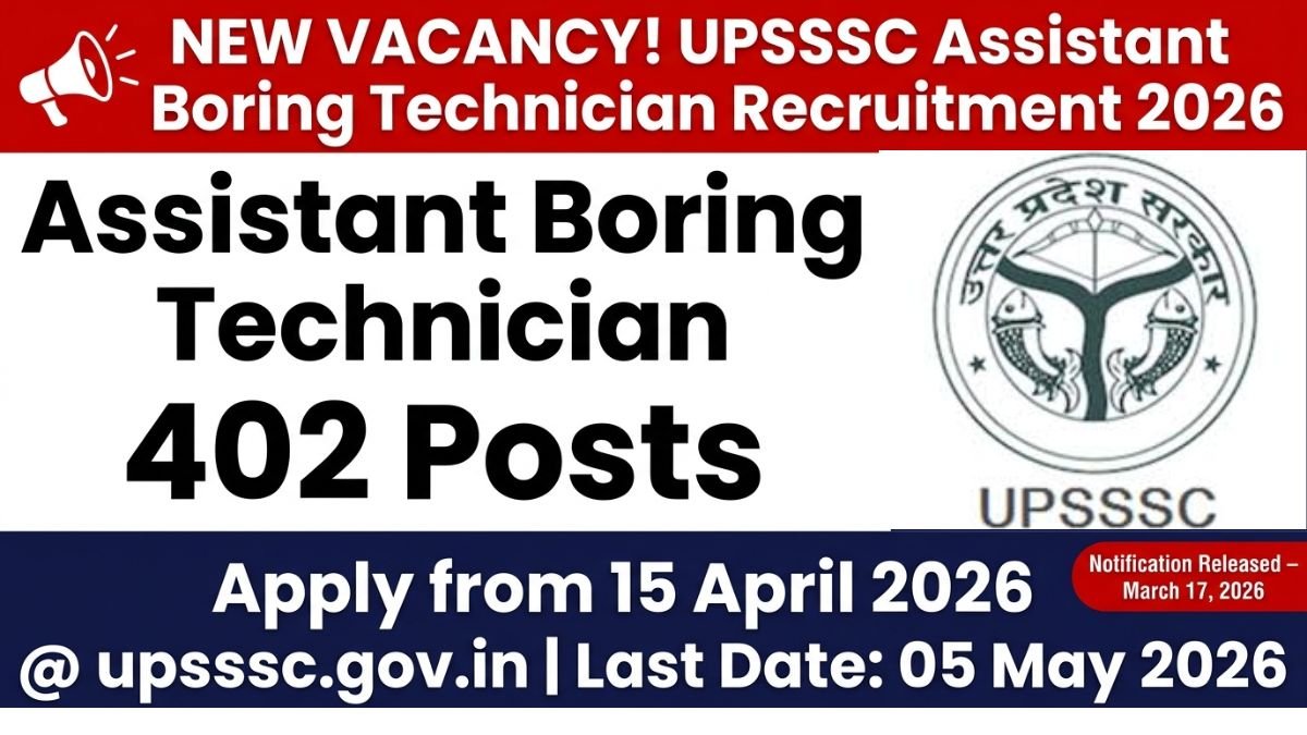 UPSSSC Assistant Boring Technician Recruitment 2026