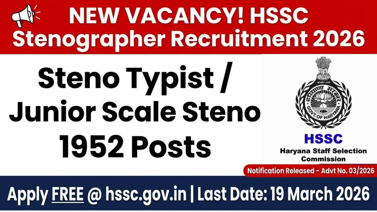 HSSC Stenographer Recruitment 202