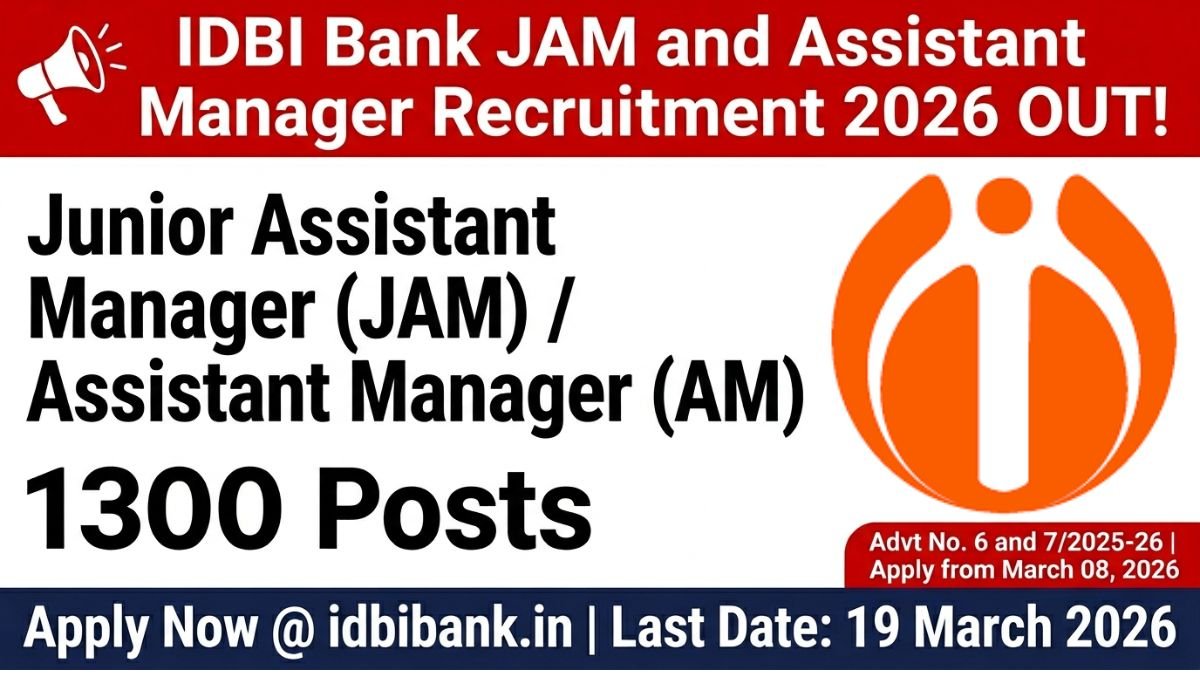 IDBI Bank JAM and Assistant Manager Recruitment 2026