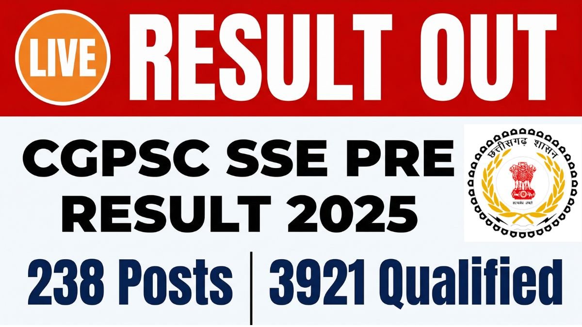 CGPSC SSE Pre Result 2025 Out: Check Merit List PDF for 238 Posts