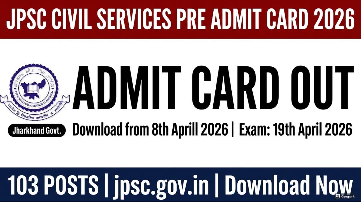 JPSC Civil Services Pre Admit Card 2026 will be available from 8th April on jpsc.gov.in. Exam is on 19th April 2026. Check dates, eligibility, exam pattern, and download steps here.