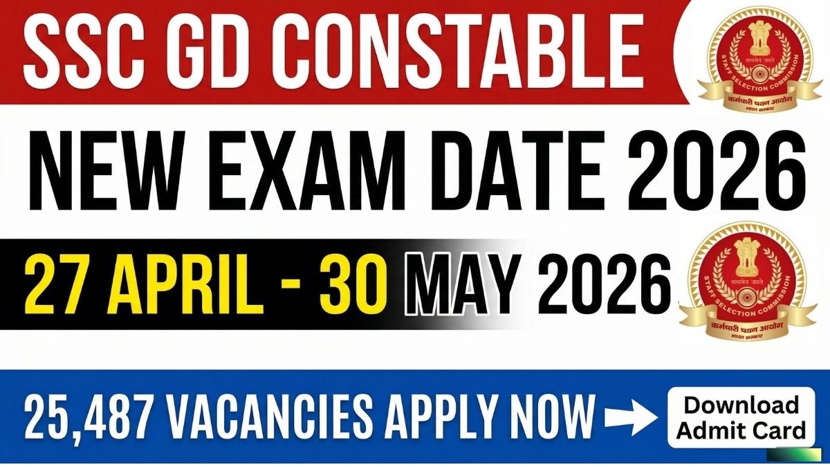 SSC GD Constable New Exam Date 2026 released. Exam dates 27 April to 30 May 2026. 25,487 vacancies. Check age limit, eligibility, salary, and how to apply here.