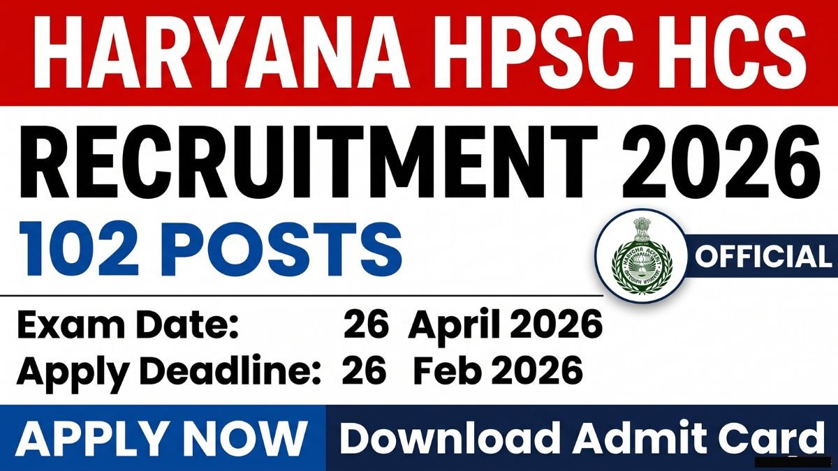 Apply now for Haryana HPSC HCS Recruitment 2026. 102 vacancies in Haryana Civil Service. Exam on 26 April 2026. Eligibility, salary, selection process and how to apply details here.