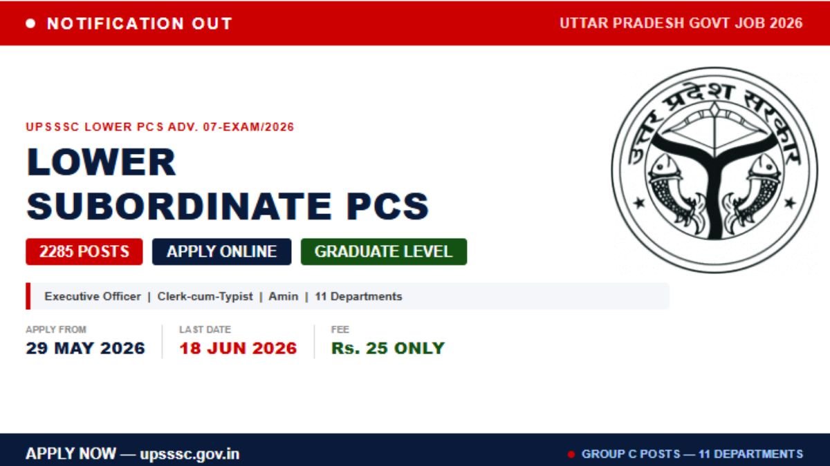 UPSSSC Lower Subordinate Services Recruitment 2026: Apply Online for 2285 Graduate Level Post