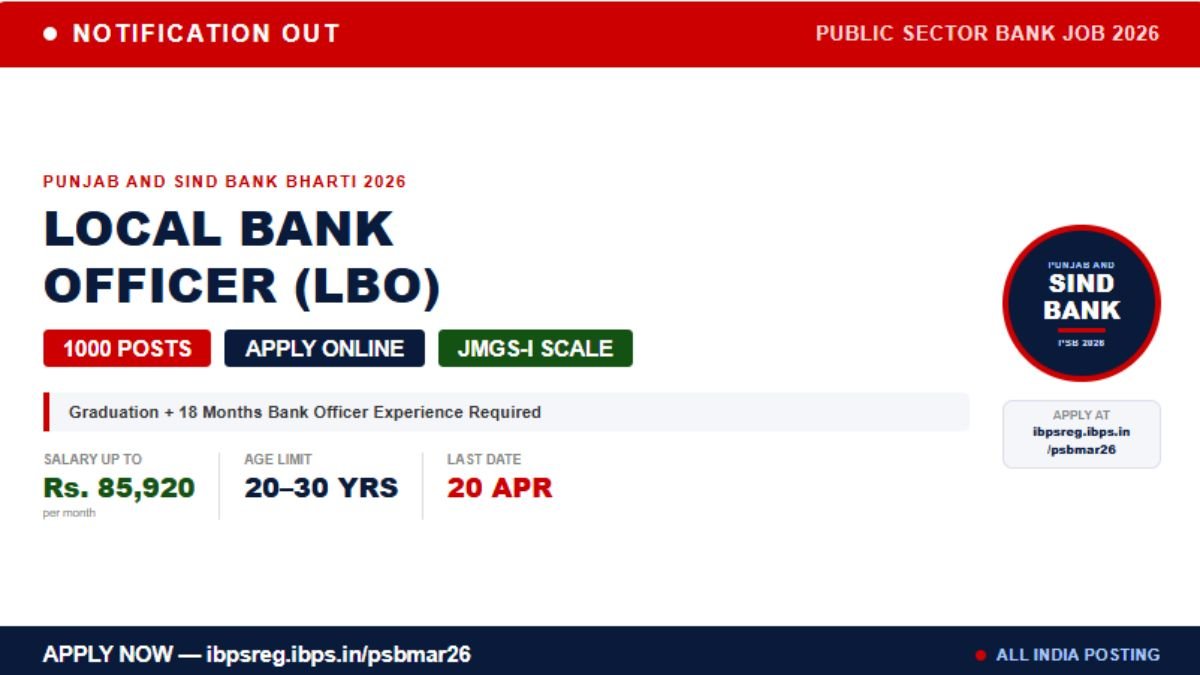 Punjab and Sind Bank LBO Recruitment 2026