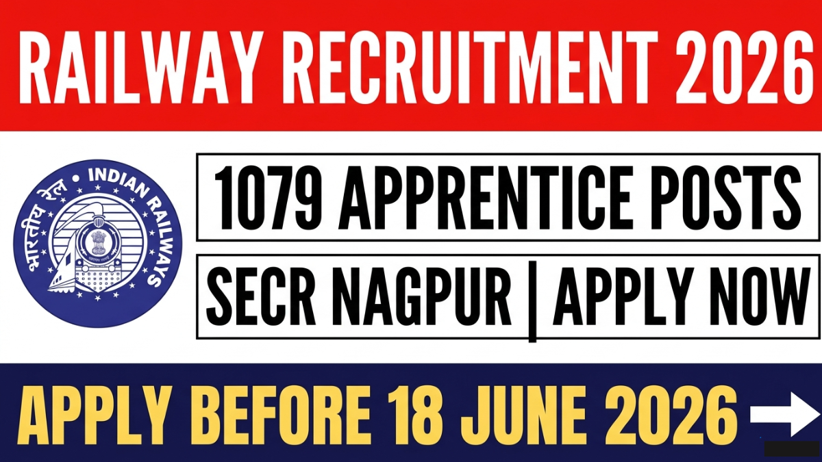 Apply for Railway SECR Nagpur Apprentice Recruitment 2026. 1079 apprentice posts available. Check eligibility, dates, and apply online on secr.indianrailway.gov.in