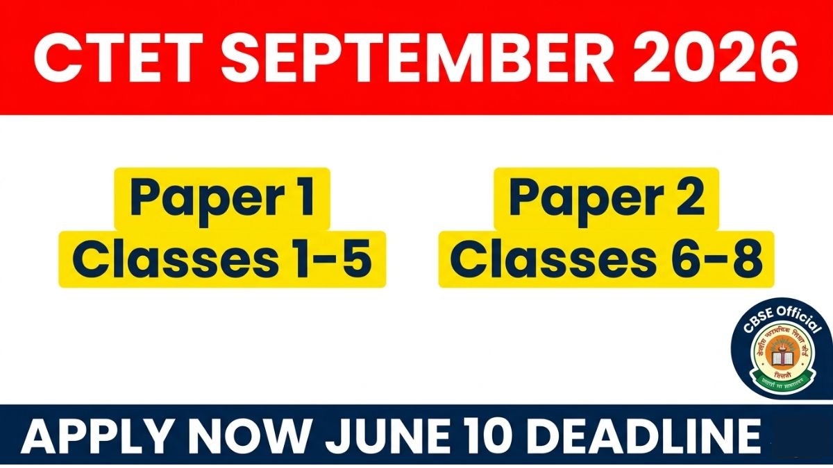 CTET September 2026 Online Form, Eligibility, Exam Date: Apply Now