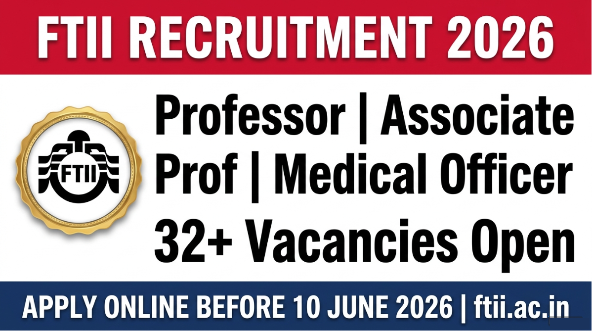 FTII Recruitment 2026 is out! Apply online for 32+ Teaching and Non-Teaching posts at FTII Pune. Check vacancy, eligibility, salary, and last date to apply.