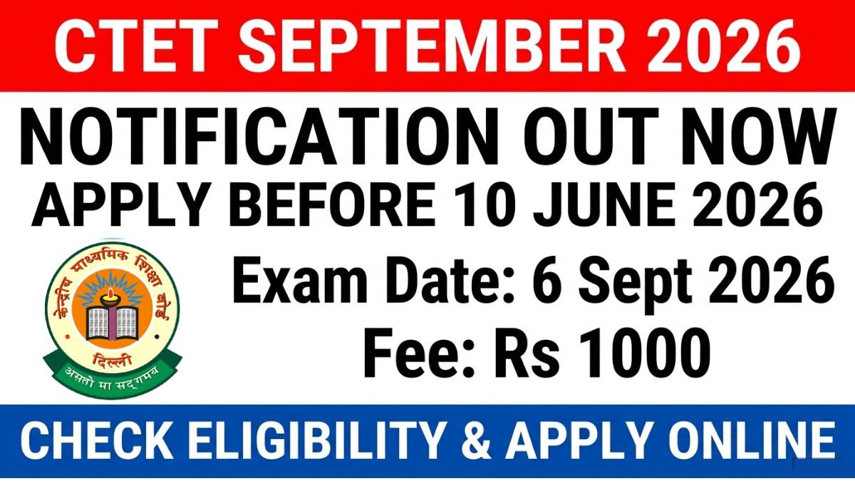 CTET September 2026 notification released. Check application dates, eligibility criteria, exam pattern, salary, selection process and how to apply online for teacher recruitment.