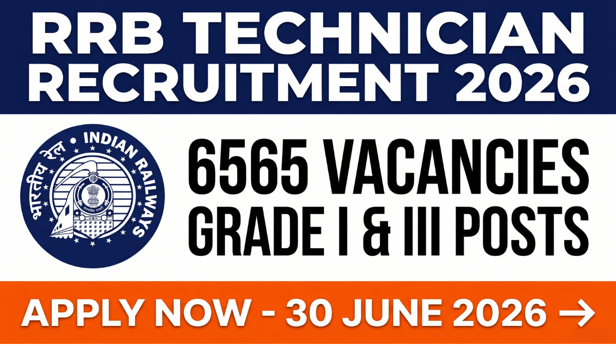RRB Technician Grade I & III Recruitment 2026: Apply for 6565 vacancies. Check eligibility, age limit, salary, exam pattern & important dates here.