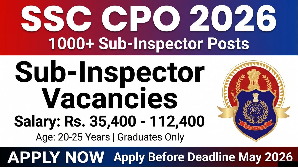 SSC CPO Recruitment 2026: Apply for Sub-Inspector Posts