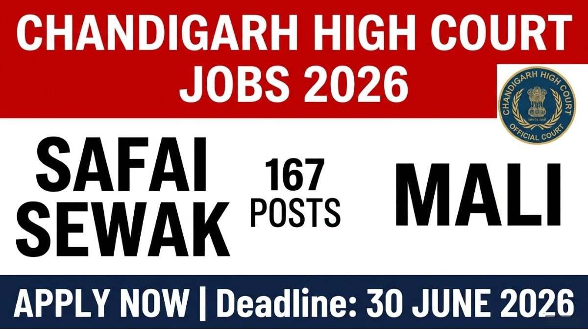 Apply online for 167 posts (75 Safai Sewak & 92 Mali) in Chandigarh High Court. Application starts 09 June 2026. Check eligibility, dates, and how to apply.