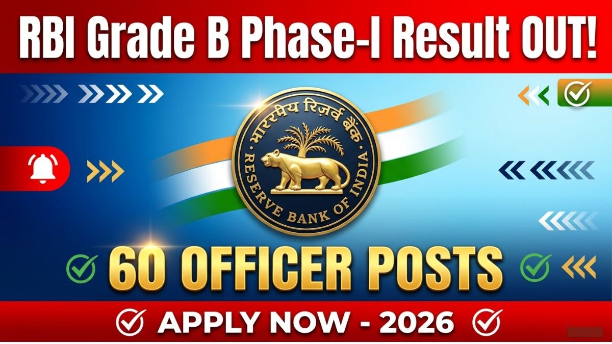 RBI Grade B Recruitment 2026 Phase-I result announced. Apply online for 60 Officer Grade B posts. Eligibility, dates, salary, and selection process details inside.