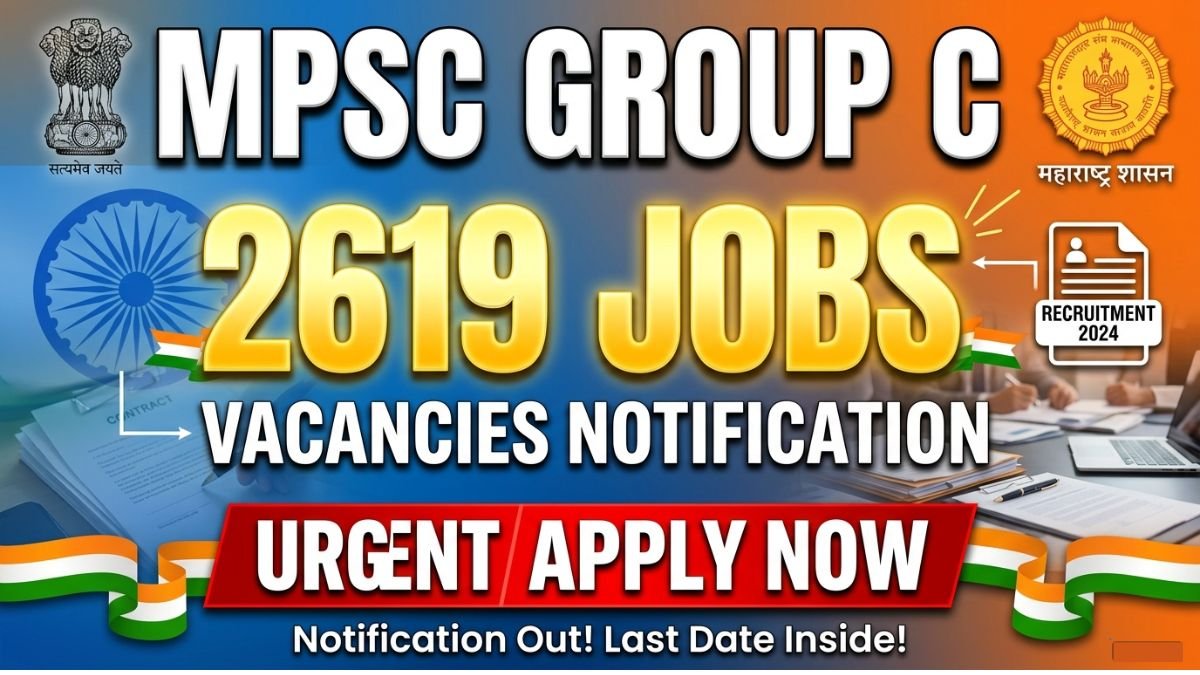 Apply for MPSC Group C Posts Recruitment 2026 with 2619 vacancies including Clerk-Typist, Tax Assistant, and Industry Inspector. Online applications start June 27. Check eligibility, salary, and exam pattern here.