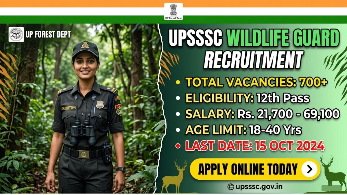 UPSSSC Forest Guard Wild Life Guard Recruitment 2026 for 708 posts. Online apply from 30 June 2026 to 20 July 2026. Check eligibility, salary, selection process.