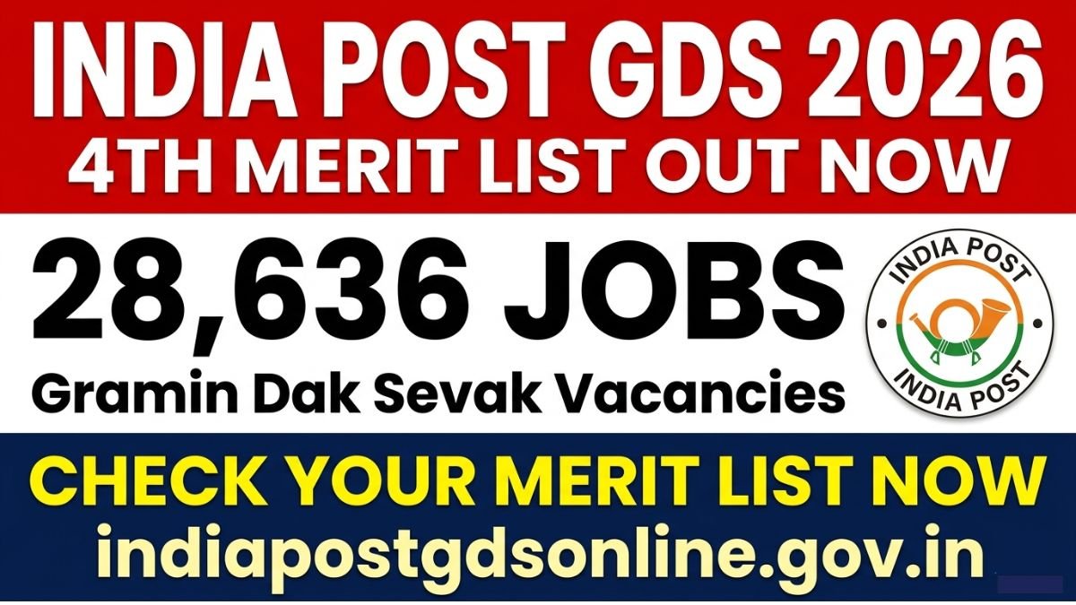 India Post GDS Recruitment 2026: Check 4th merit list, 28636 vacancies, eligibility, salary, selection process, and how to apply online at indiapostgdsonline.gov.in