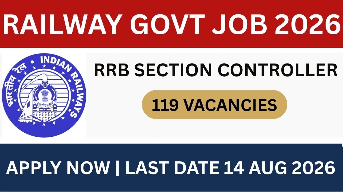 RRB Section Controller Recruitment 2026 is out for 119 vacancies. Check eligibility, salary, exam pattern, important dates, and apply online from 15 July to 14 August 2026.