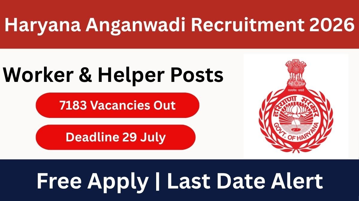 Apply for Haryana Anganwadi Recruitment 2026. Check 7183 vacancies for Anganwadi Worker and Helper posts, eligibility, salary, selection process, and application dates on the official portal.