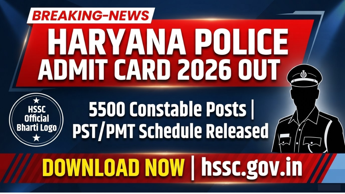 Haryana Police Admit Card 2026 is out now. Download your PST/PMT admit card and check the shortlisted candidates list for 5500 Constable posts at hssc.gov.in.