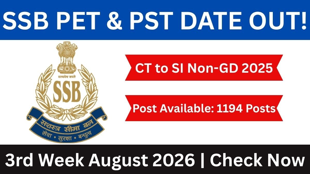 SSB CT to SI Non-GD PET & PST 2026: Physical Test Schedule Released for 1194 Posts