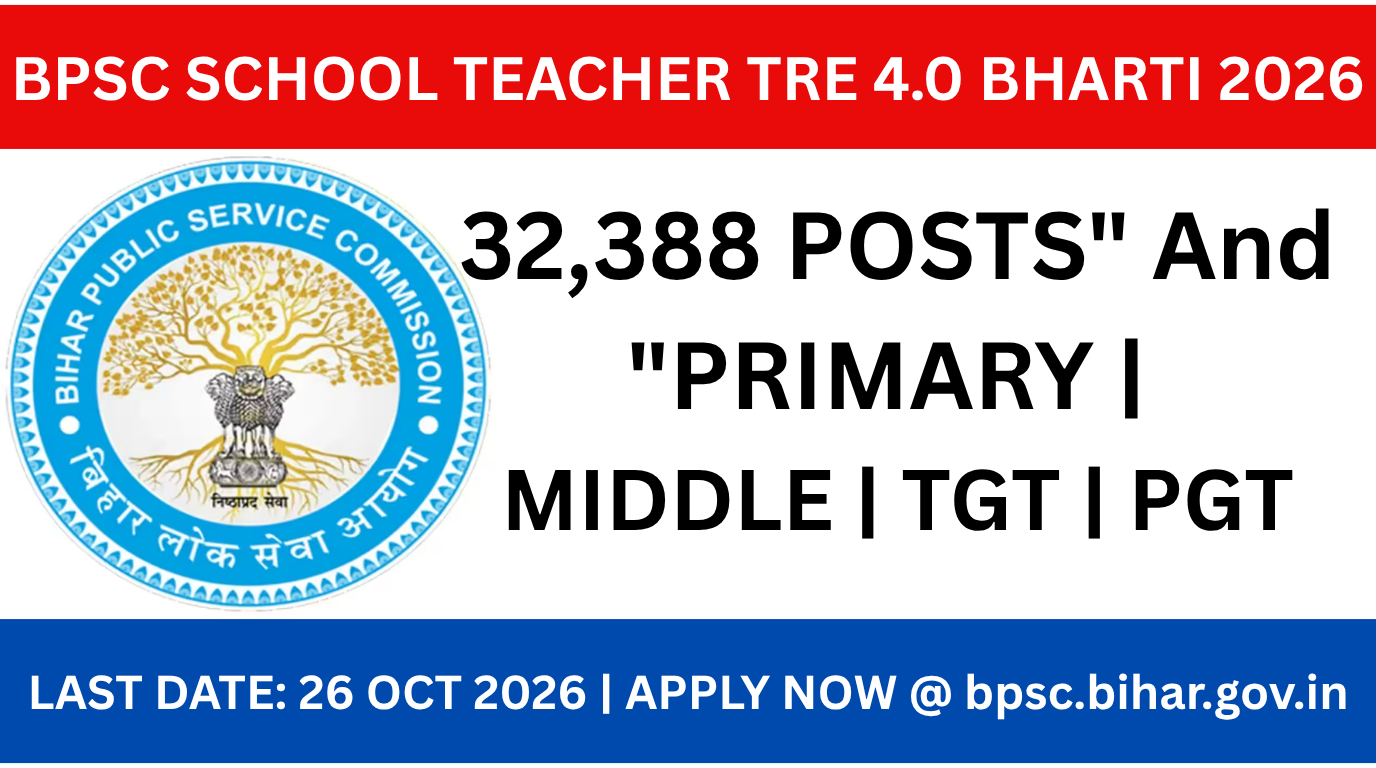 BPSC School Teacher TRE 4.0 Recruitment 2026: Apply Online for 32388 Posts