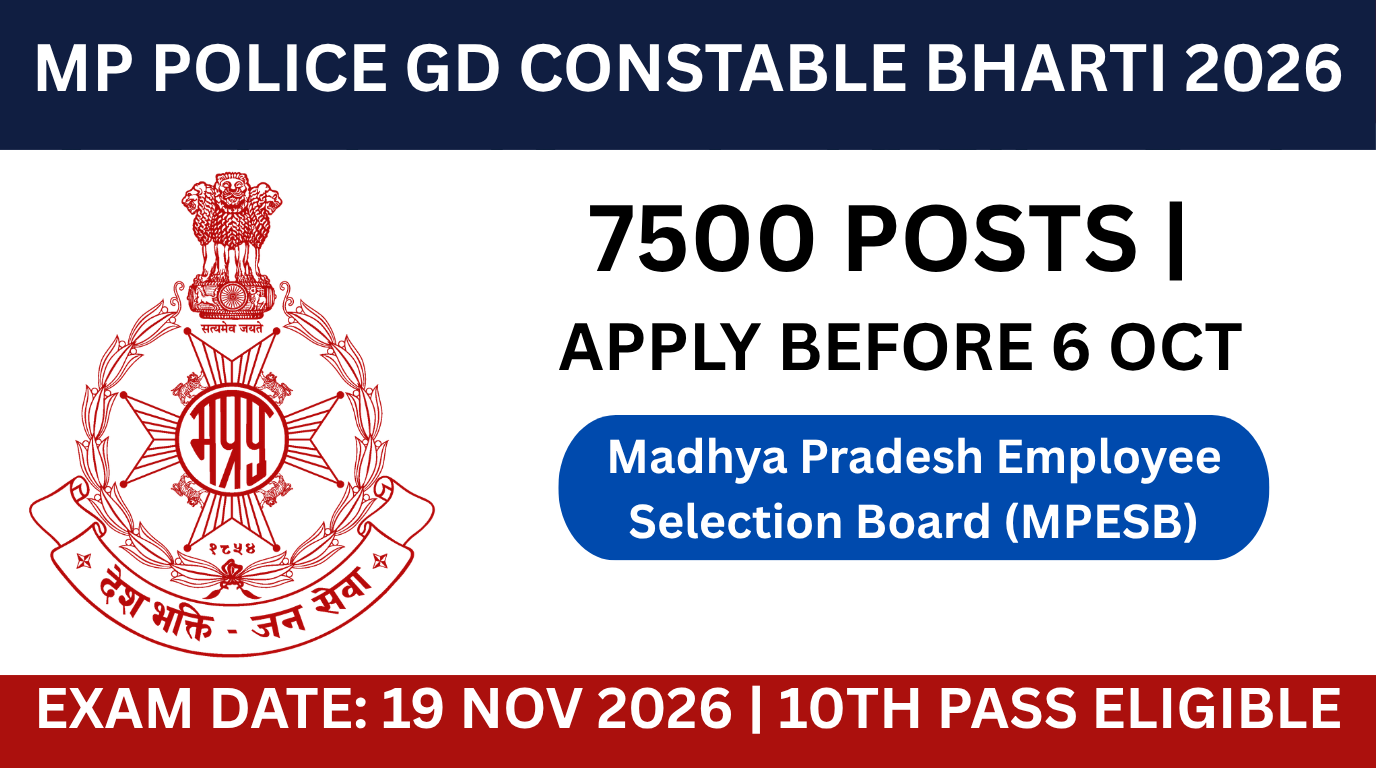 MPESB MP Police GD Constable Recruitment 2026: Apply Now for 7500 Posts